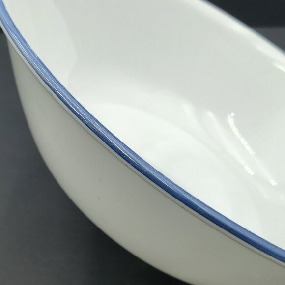Corelle Slate Indigo Allegro Serving Bowl Blue Band White Medium Vegetable Bowl - Picture 3 of 6